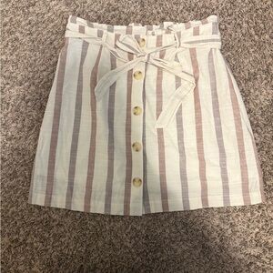 Mine A-Line Striped Skirt with Tie Waist